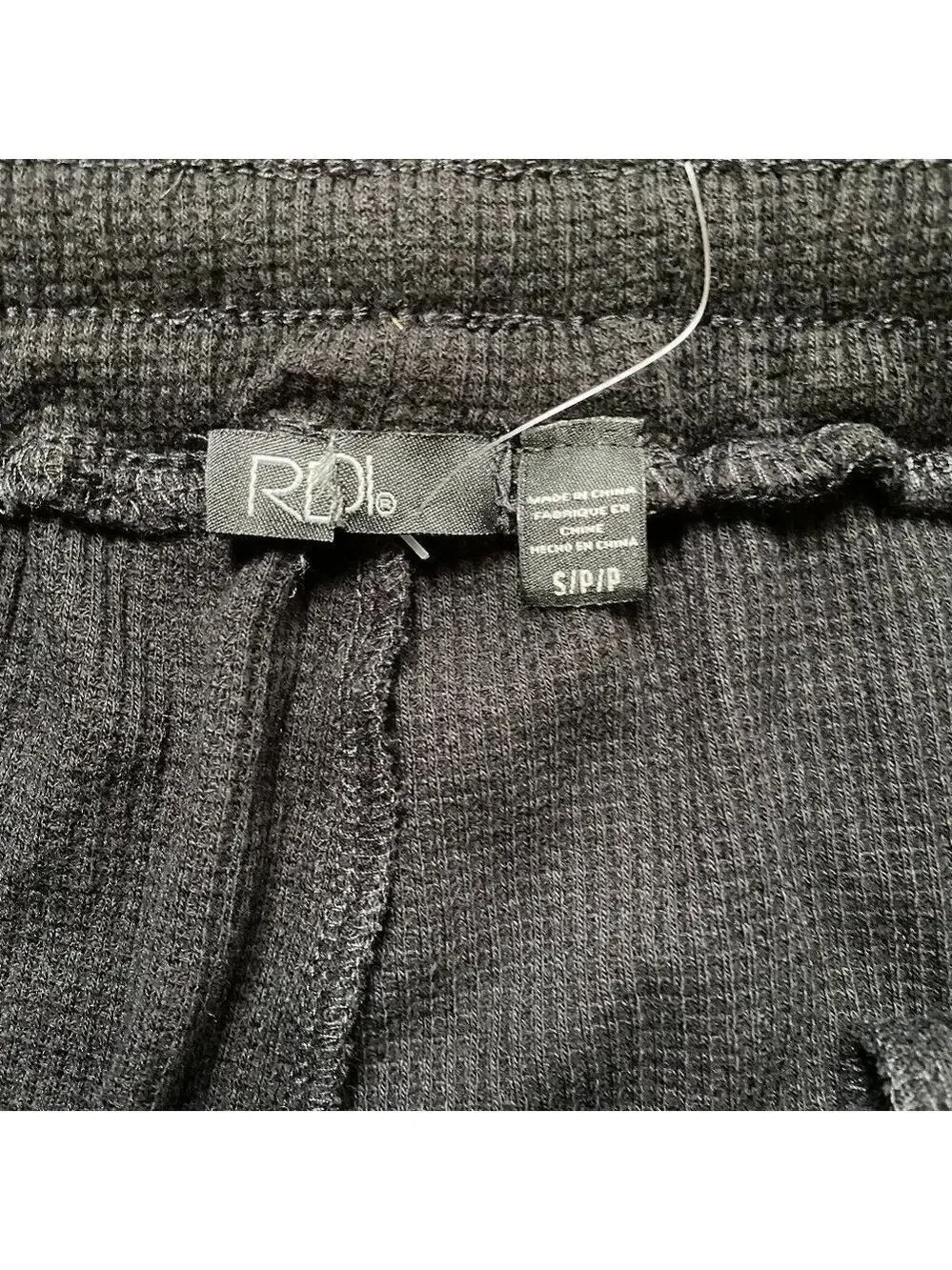 Rdi BNWOT Waffle Joggers NEW Stretch Drawstring Black Pants